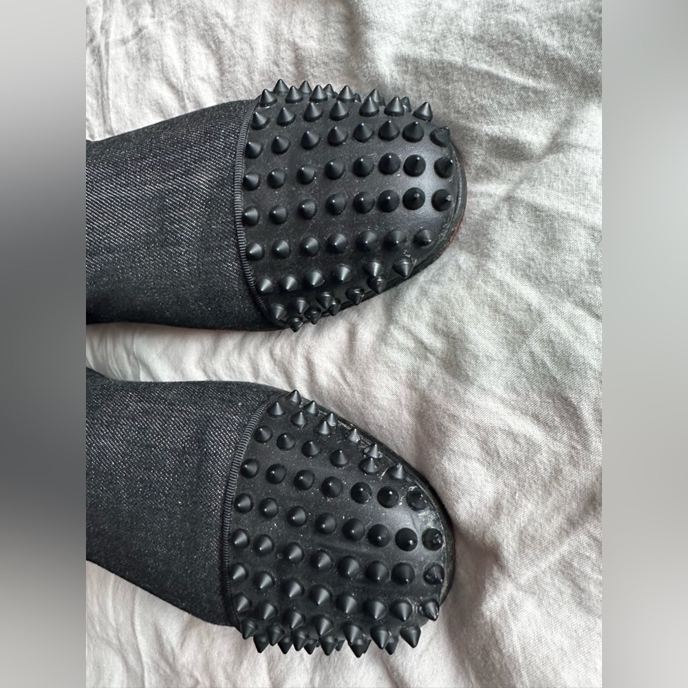 Christian Louboutin Dandelion Spikes Loafers Black Denim Studded Slip On EU 44 - Picture 2 of 10